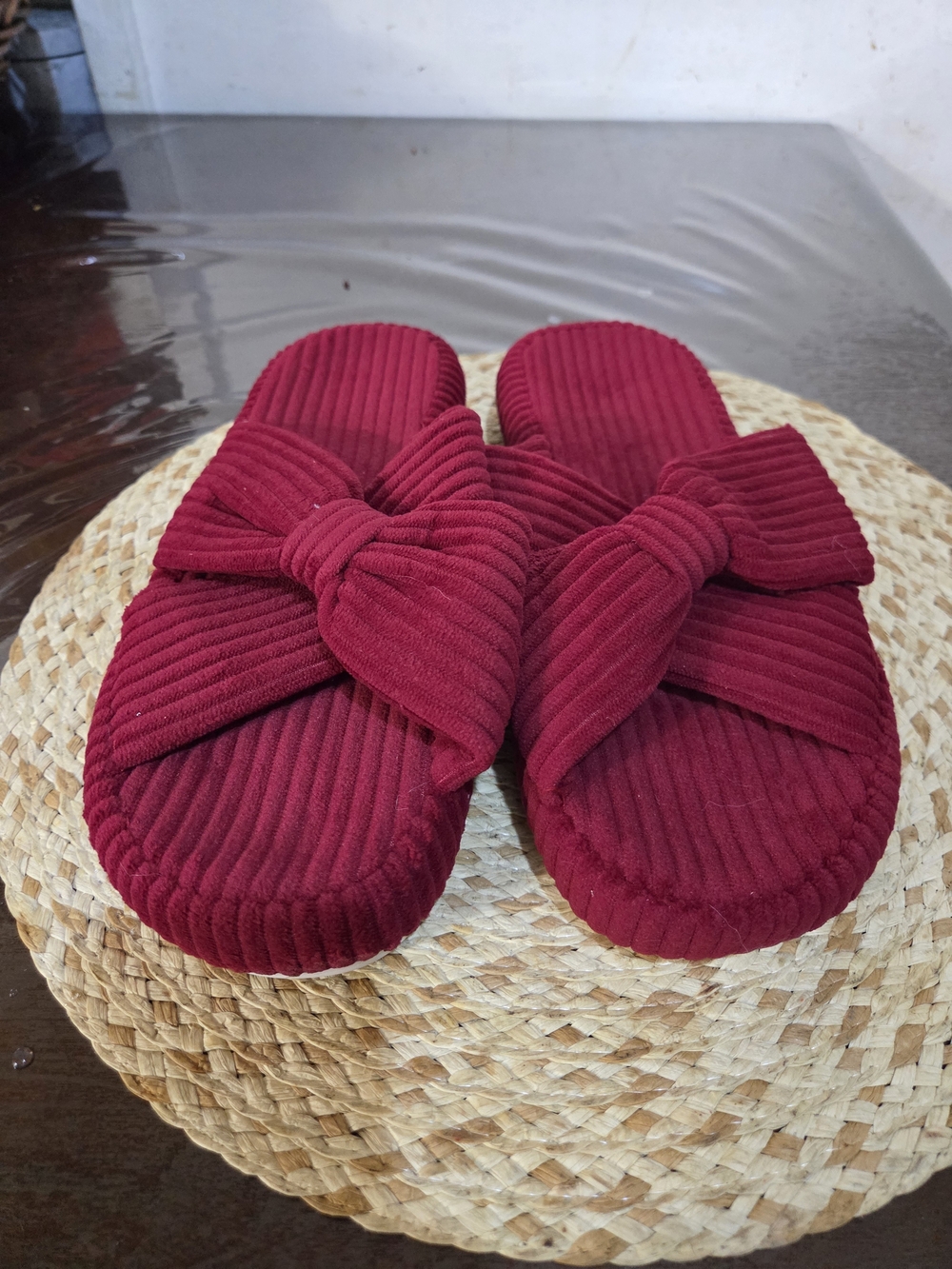 Enteer Women's Adjustable Corduroy Slippers – Memory Foam Platform with Arch Sup